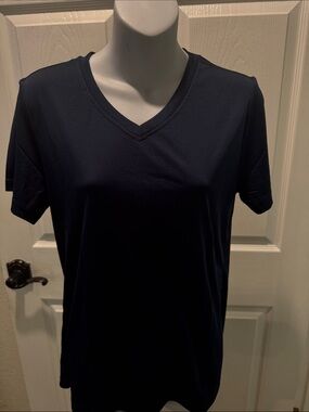 Classic V-Neck Short Sleeve Tee - Navy swim top